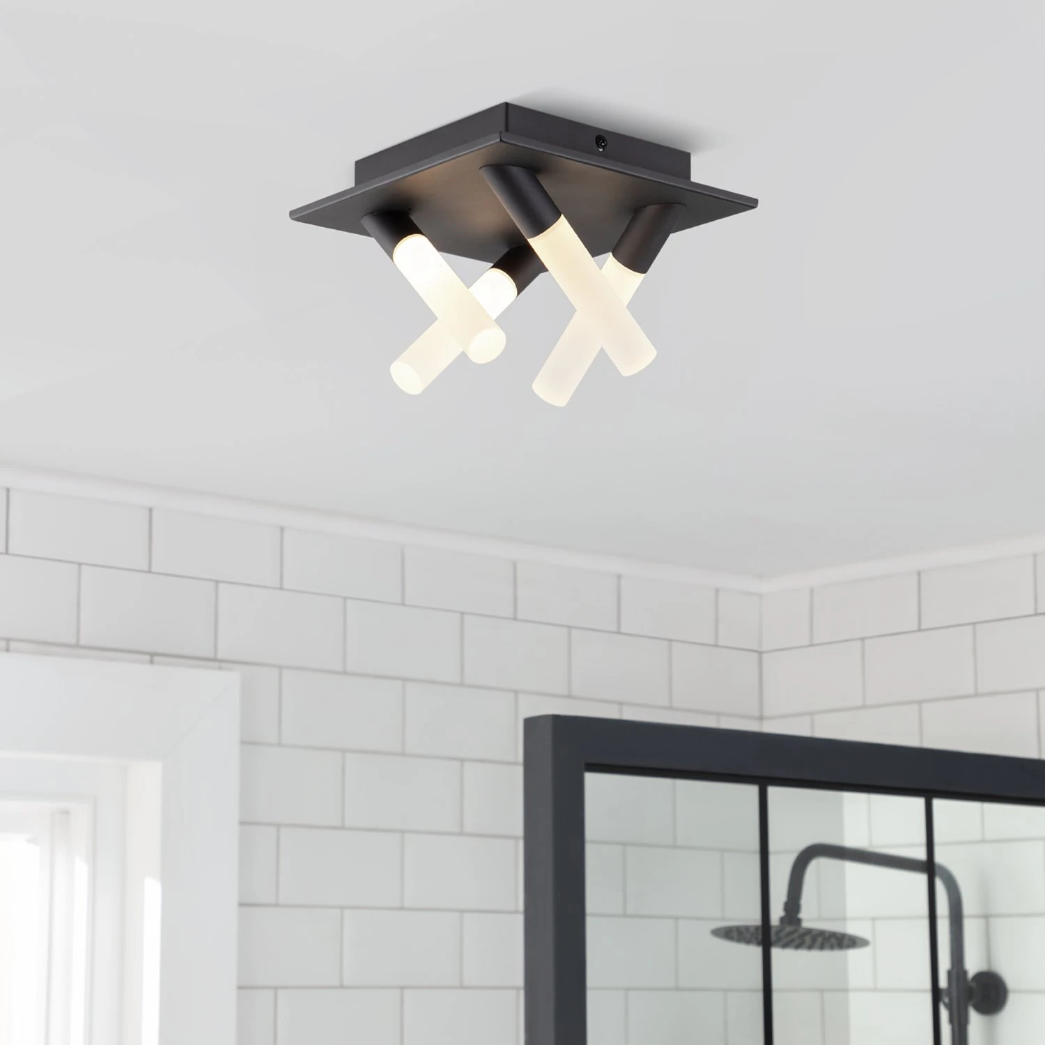 Habitat Metal 4 Light LED Bathroom Flush Ceiling Light-Black - Image 2