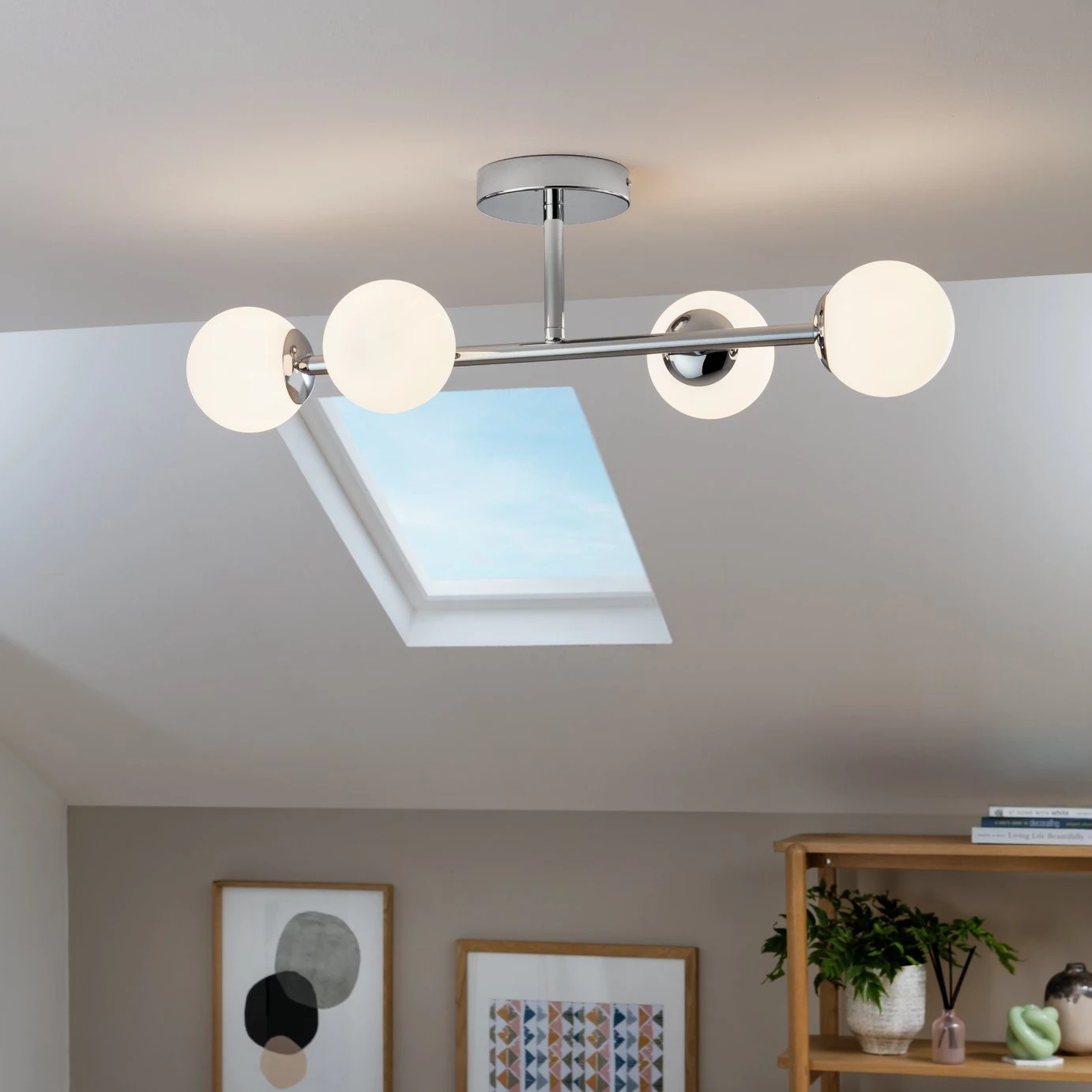 Habitat Metal 4 Light Bathroom Flush Ceiling Light - Chrome - Image 6