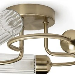Habitat Ribbed Metal 3 Light Bathroom Ceiling Light - Gold