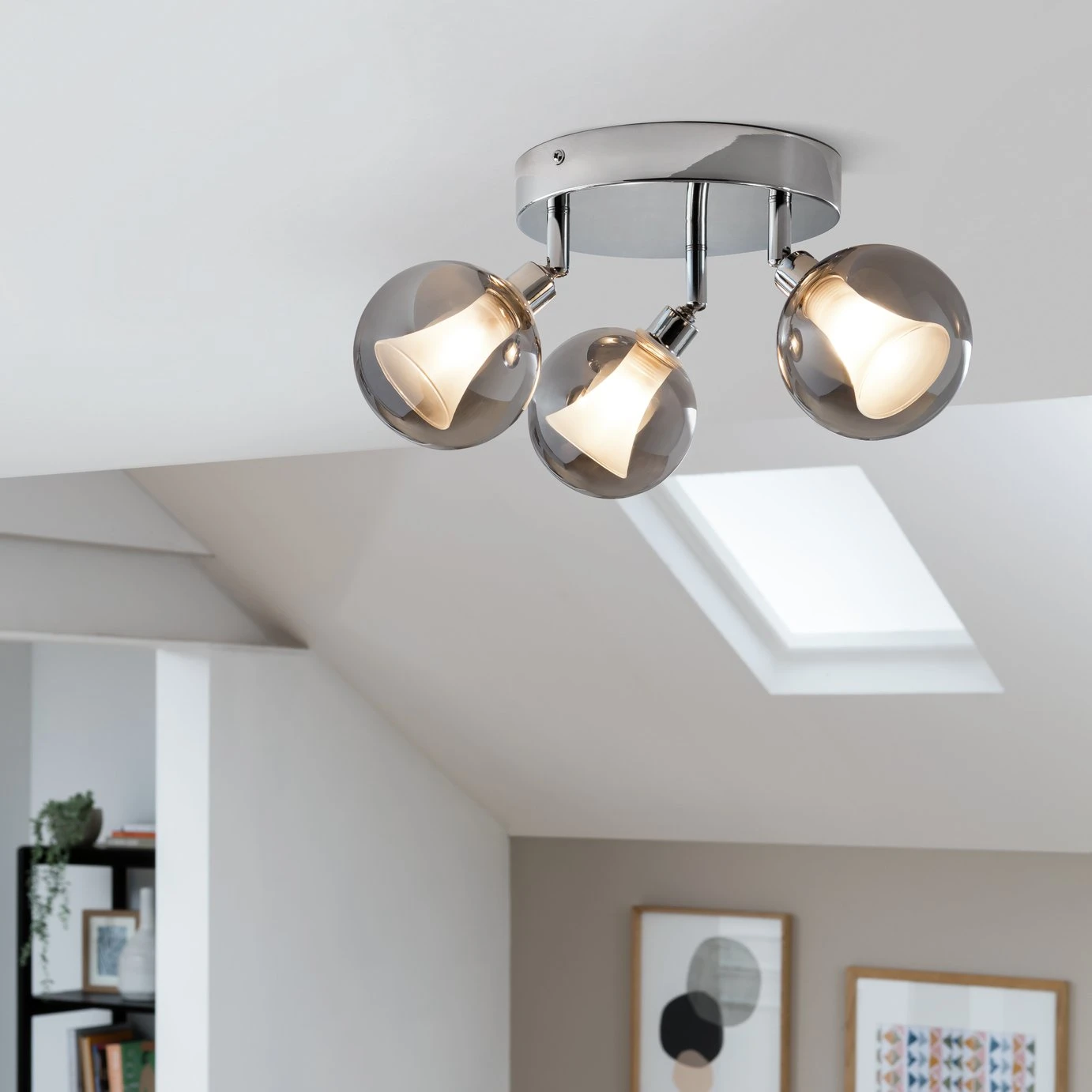 Habitat Globe Metal Bathroom Flush To Ceiling Light - Silver - Image 6