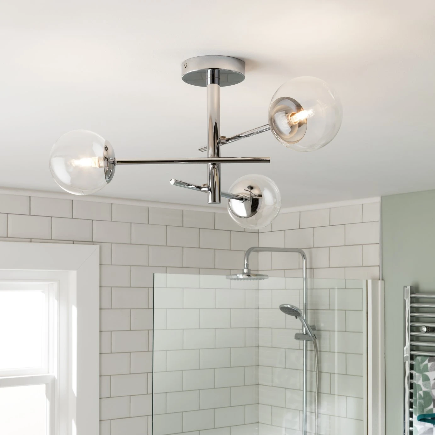 Habitat Sputnik Metal Bathroom Flush Ceiling Light - Chrome - Image 2