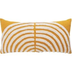 Habitat Geo Tufted Cushion - Yellow & White - 60x30cm