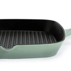 Habitat 23cm Cast Iron Griddle Pan - Sage Green