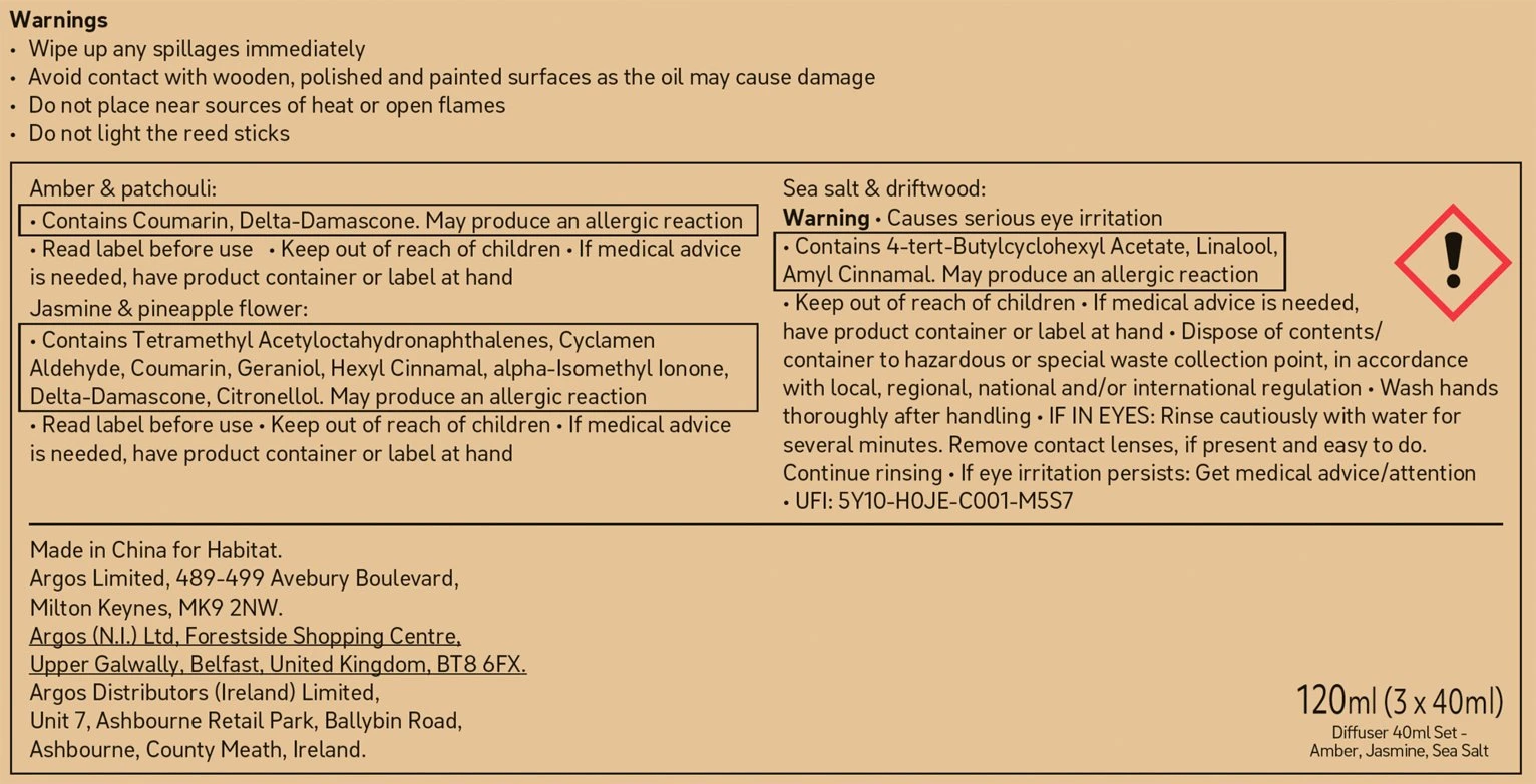 Habitat 40ml Diffuser Set - Amber, Jasmine & Sea Salt - Image 4