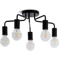 Habitat Rayner Steel 5 Light LED Flush Ceiling Light - Black