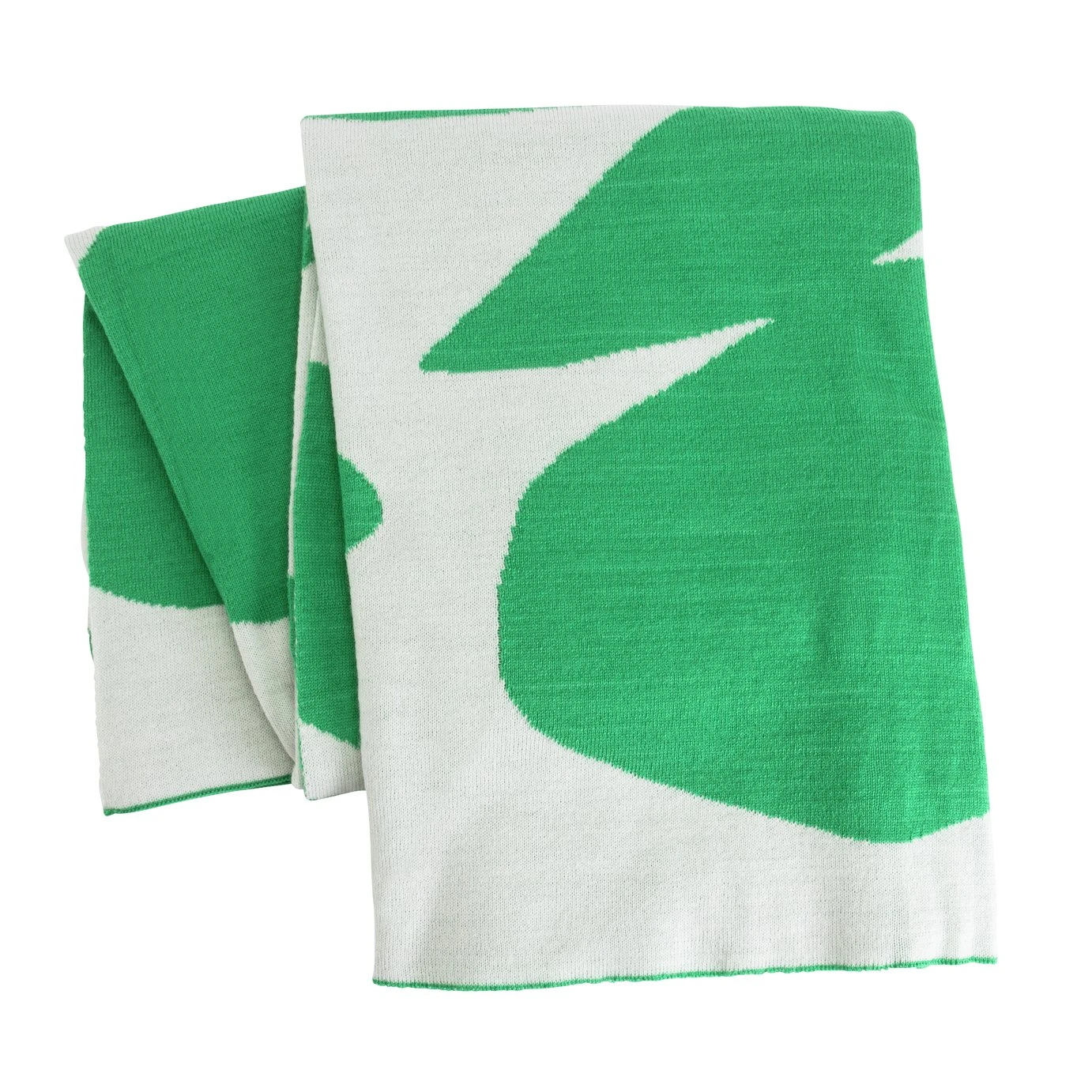 Habitat Floral Pattern Knit Throw - White & Green -125x150cm