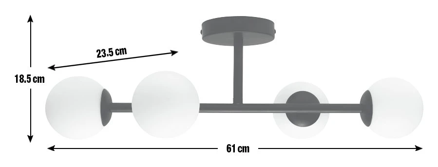 Habitat Opal Metal Bathroom Flush Ceiling Light - Black - Image 3