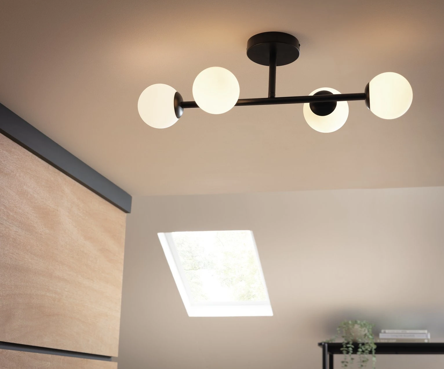 Habitat Opal Metal Bathroom Flush Ceiling Light - Black - Image 6