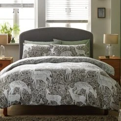 Habitat Brushed Cotton Deer Print Grey Bedding Set - Single