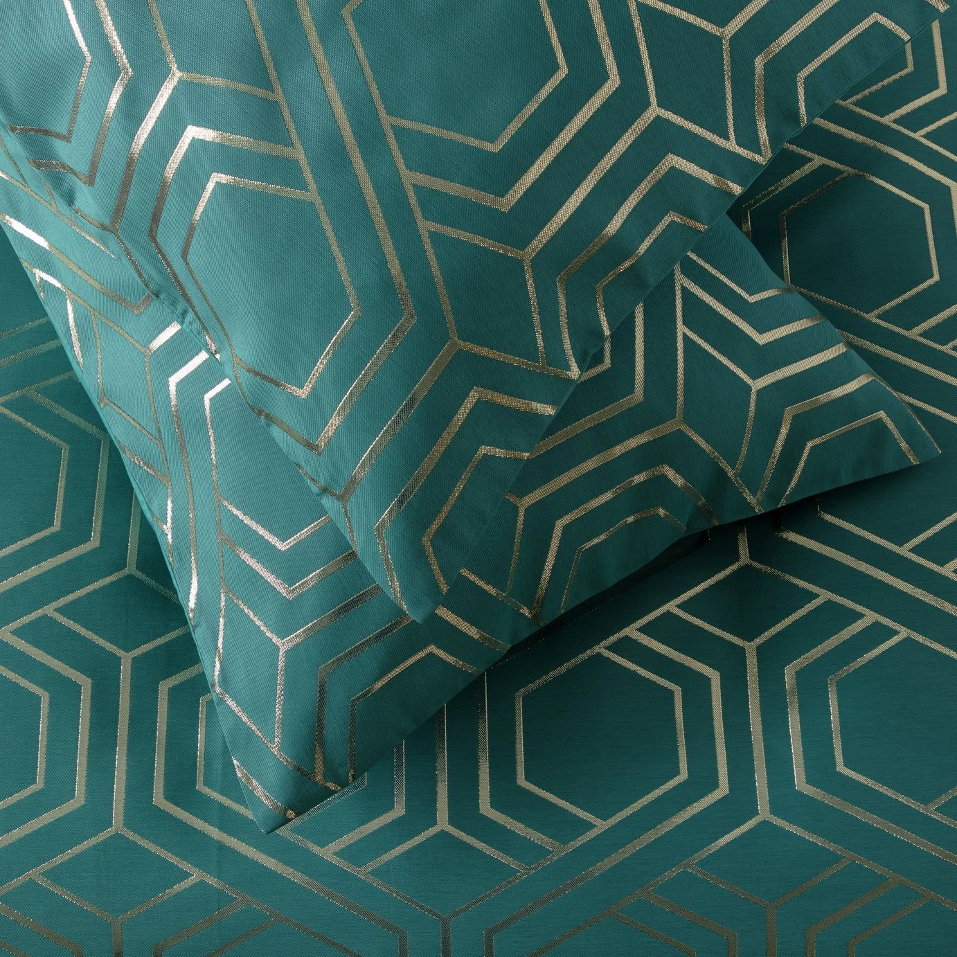 Habitat Geo Jacquard Teal Bedding Set - Double - Image 4