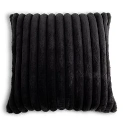 Habitat Ribbed Faux Fur Cushion - Charcoal - 50X50cm