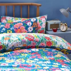Furn Wild Meadow Floral Blue Bedding Set - Single