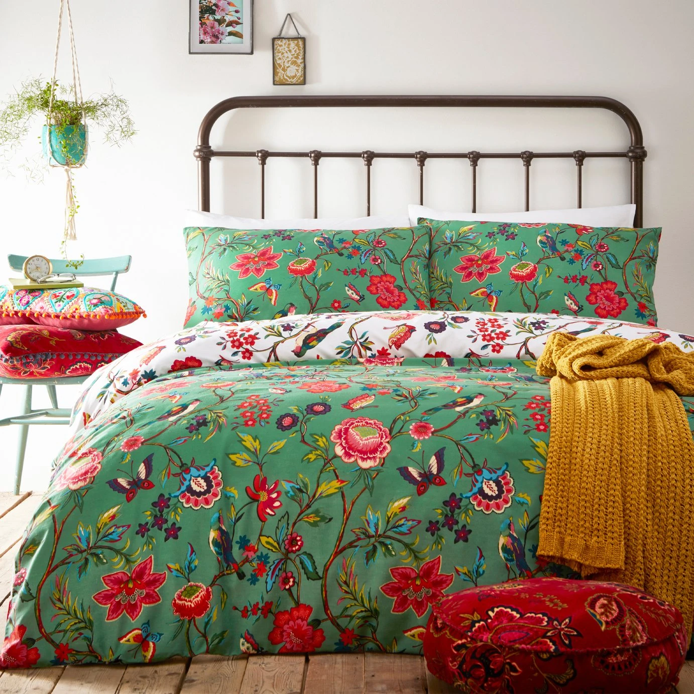 Furn Pomelo Tropical Floral Green Bedding Set - Single - Image 3