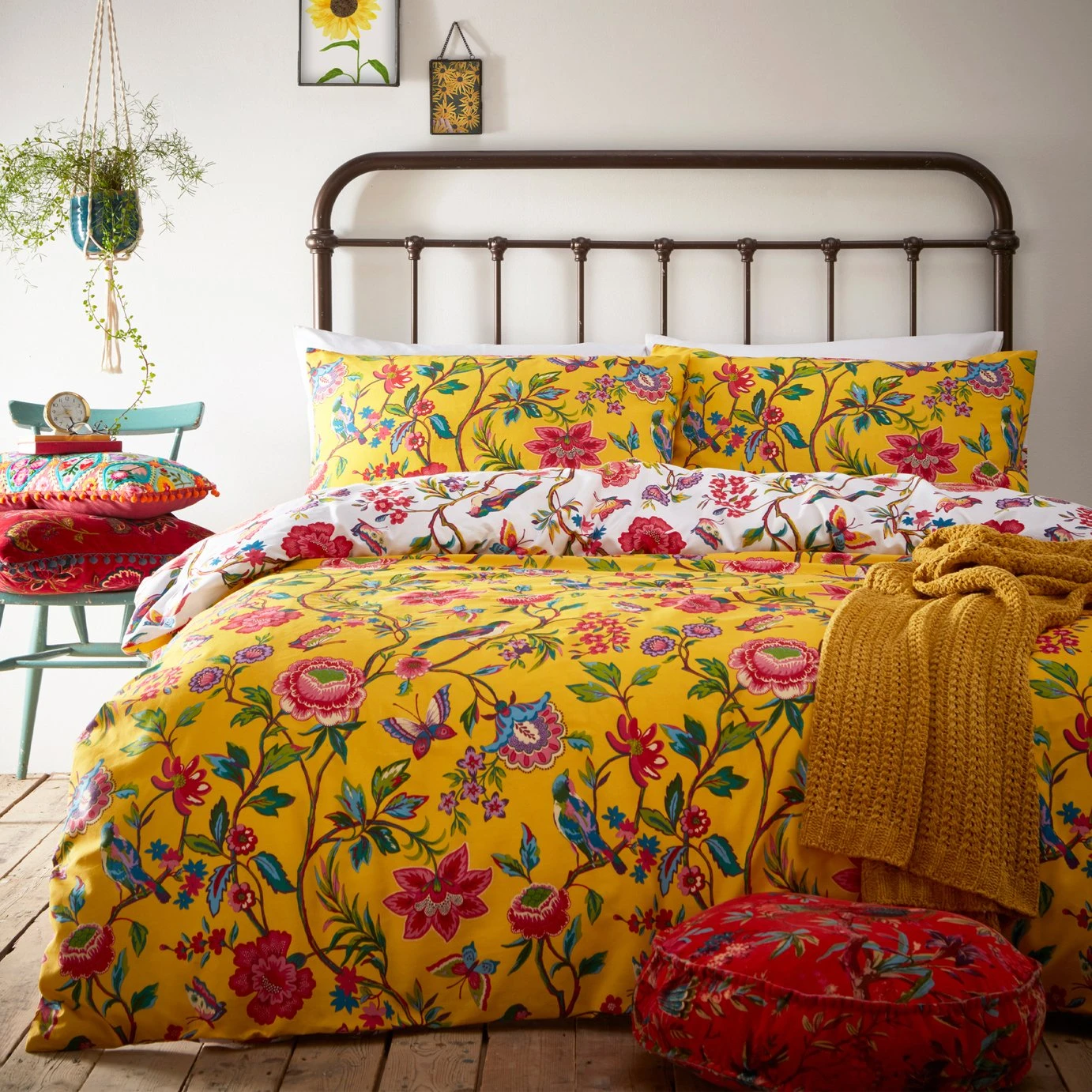 Furn Pomelo Tropical Floral Yellow Bedding Set - Single - Image 3