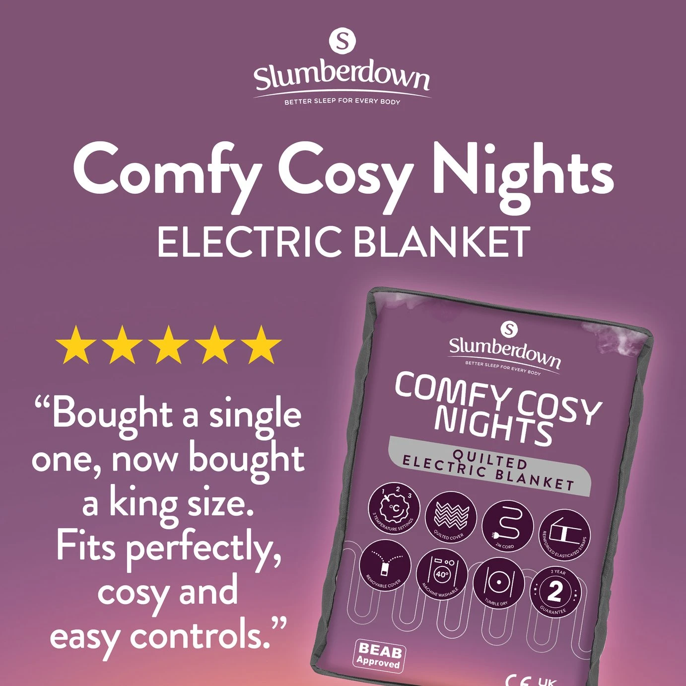 Slumberdown Comfy Cosy Nights Electric Blanket - Single - Image 2