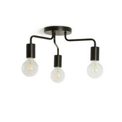 Habitat Rayner Steel 3 Light LED Flush Ceiling Light - Black