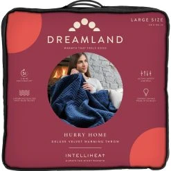 Dreamland Deluxe Velvet Royal Blue Heated Throw - Large