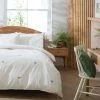 Habitat 180TC Embroidered Bee White Bedding Set - Single