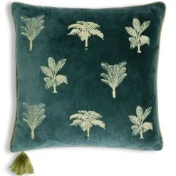 Habitat Embroidered Palm Cushion - Green -43X43cm