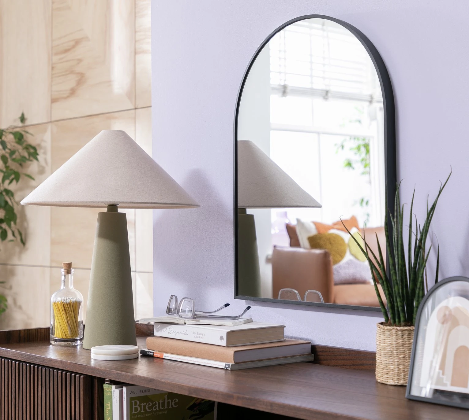 Habitat Arch Metal Wall Mirror - Black - 45x60cm - Image 2