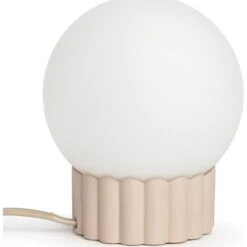 Habitat Ribbed Globe Table Lamp - White & Natural