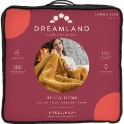 Dreamland Deluxe Velvet Mustard Heated Throw - Large