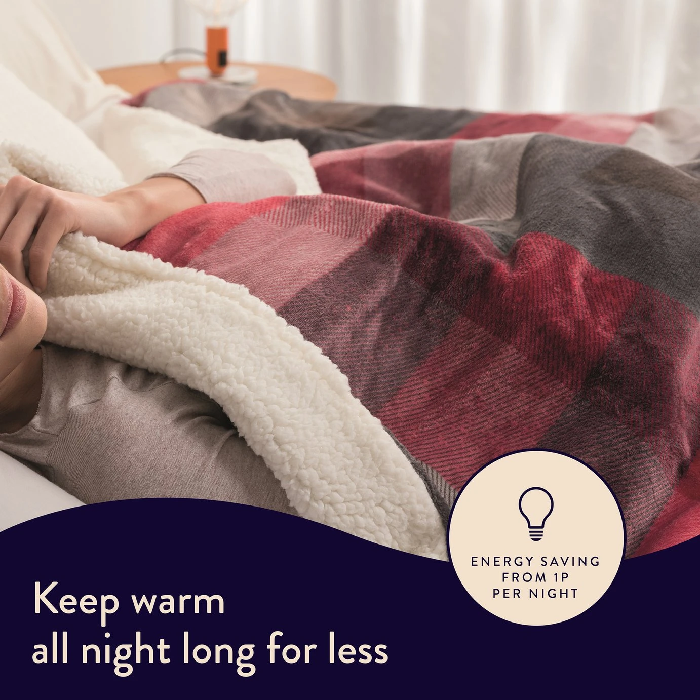 Dreamland Sherpa Tartan Reversible Overblanket - Image 3