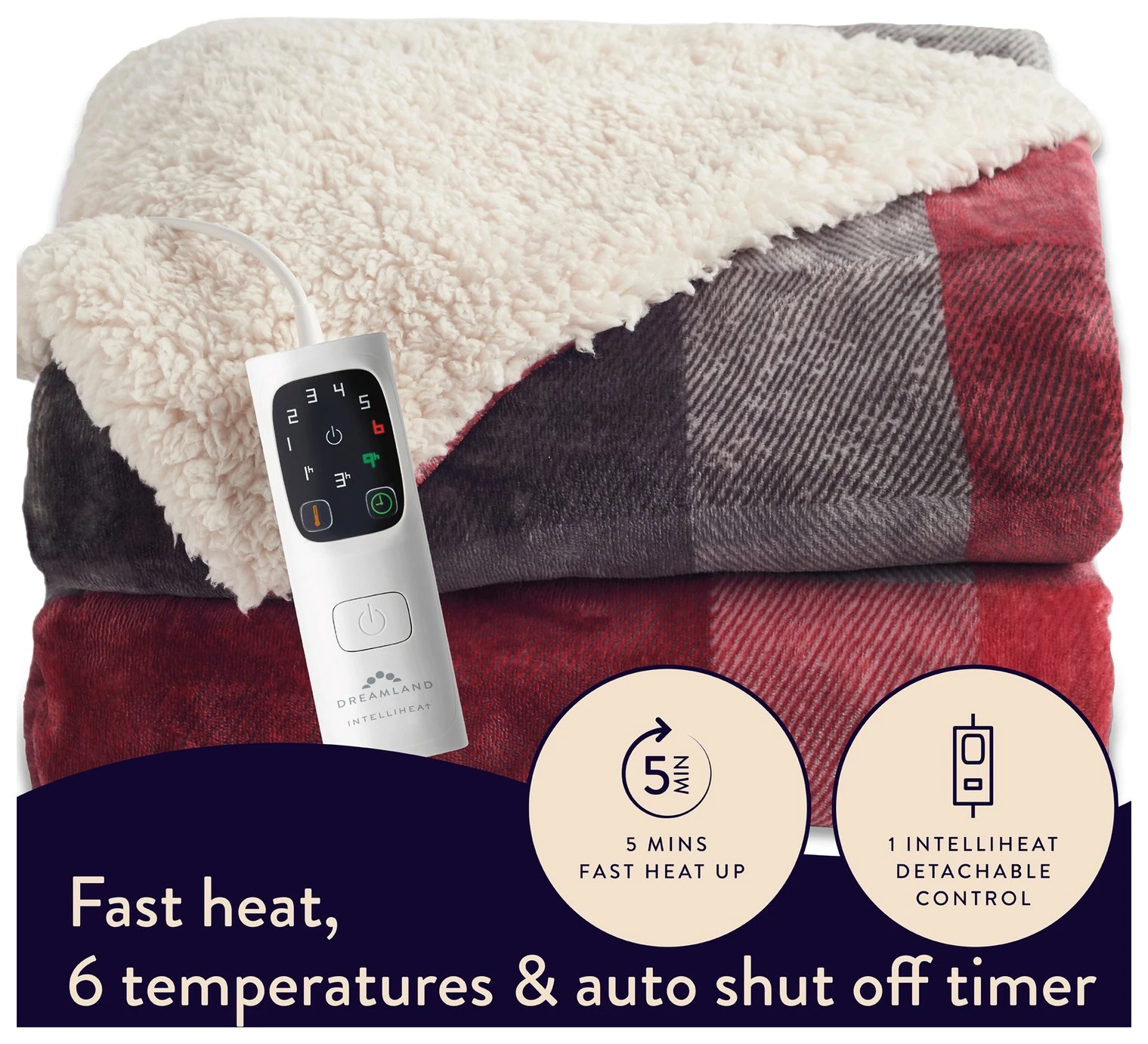 Dreamland Sherpa Tartan Reversible Overblanket - Image 5