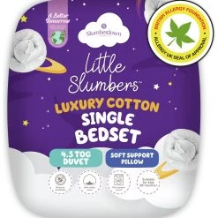 Slumberdown Luxury Cotton 4.5Tog Kids Duvet & Pillow –Single