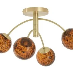 Habitat Hayle Tortoise Shell 4 Light Ceiling Light - Brass