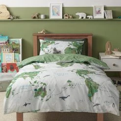 Habitat Kids Cotton World Map Print Bedding Set - Toddler