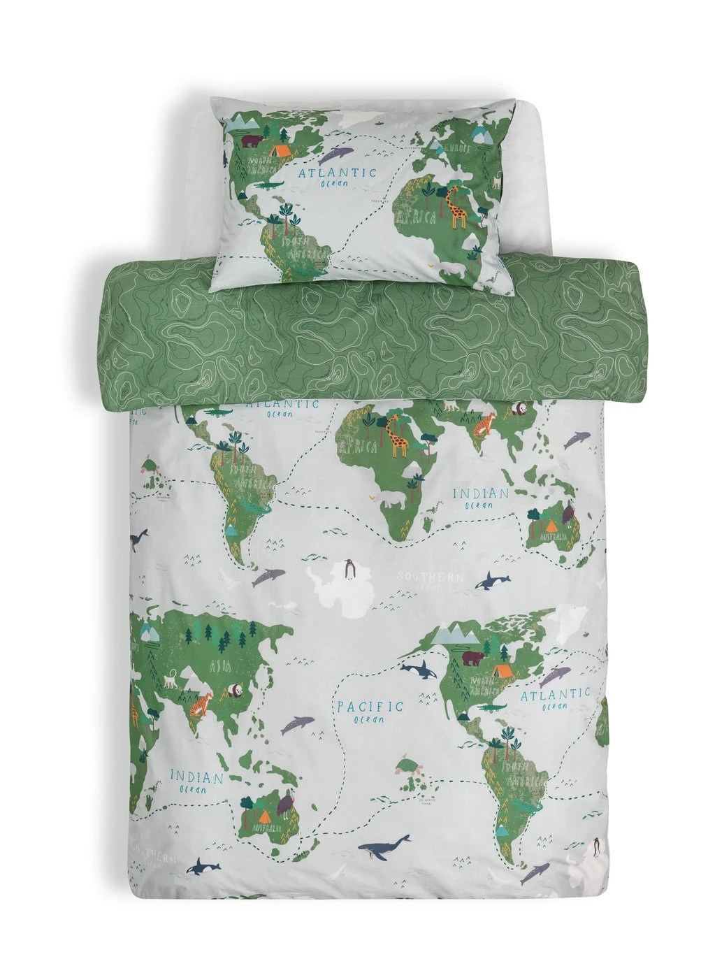 Habitat Kids Cotton World Map Print Bedding Set - Toddler - Image 3