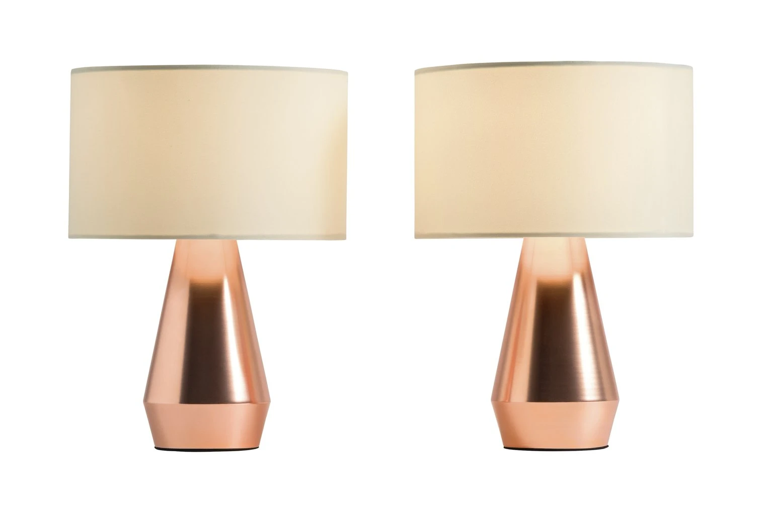 Habitat Maya Pair Of Touch Table Lamps - Copper & Cream - Image 3
