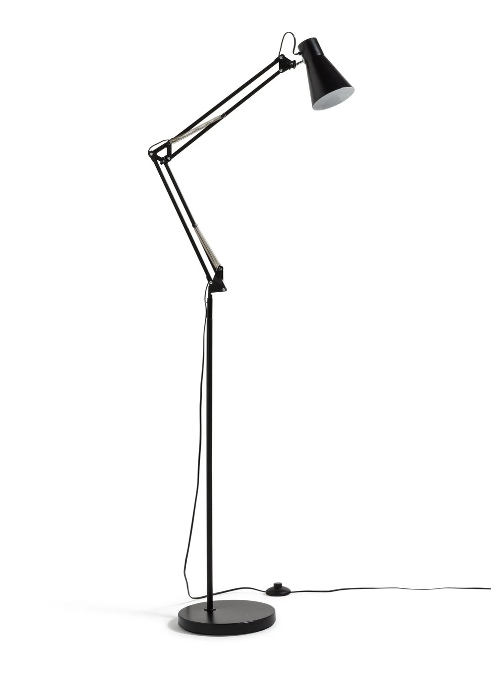 Habitat Swing Arm Floor Lamp - Matt Black