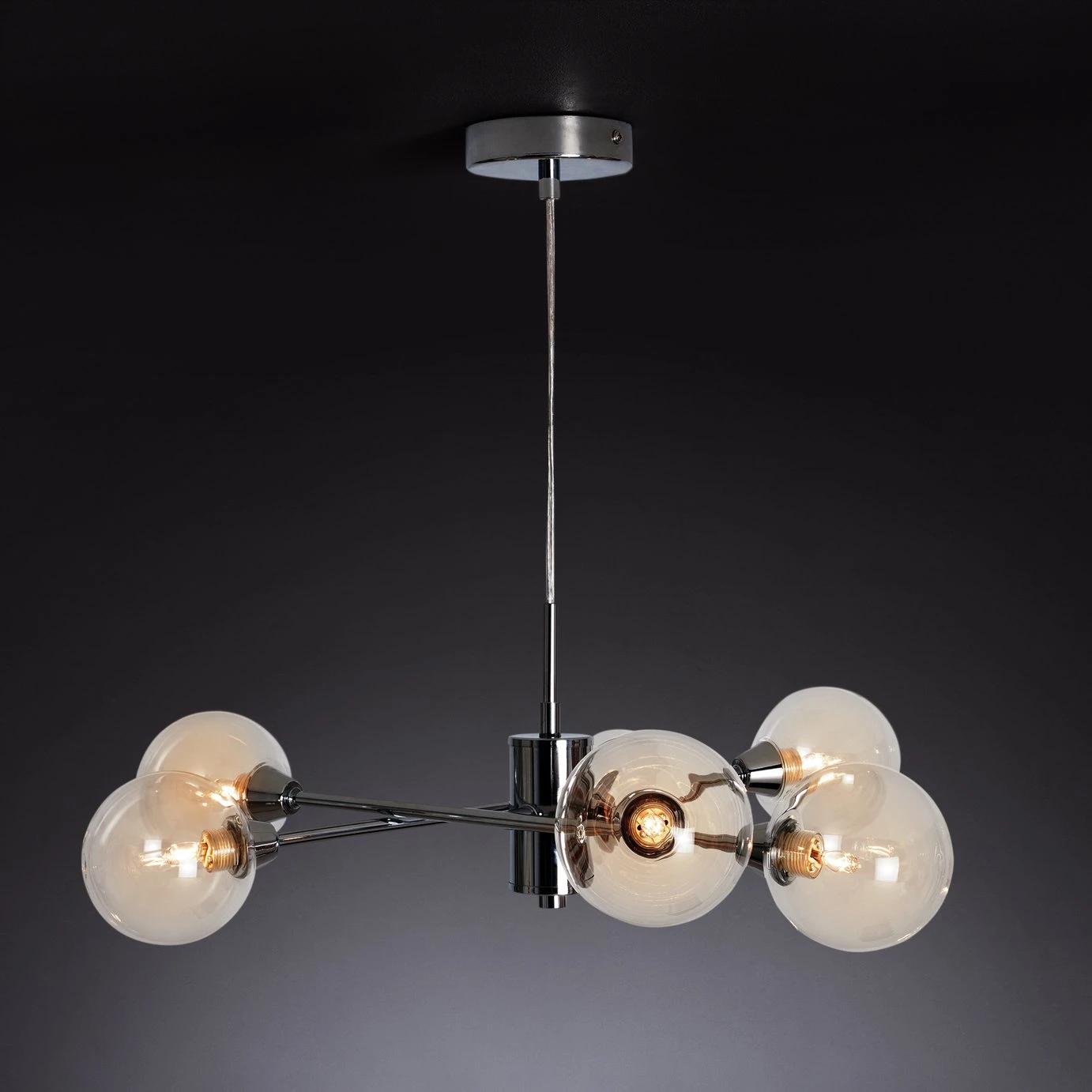 Habitat Glam 6 Light Glass Ceiling Light – Chrome - Image 3