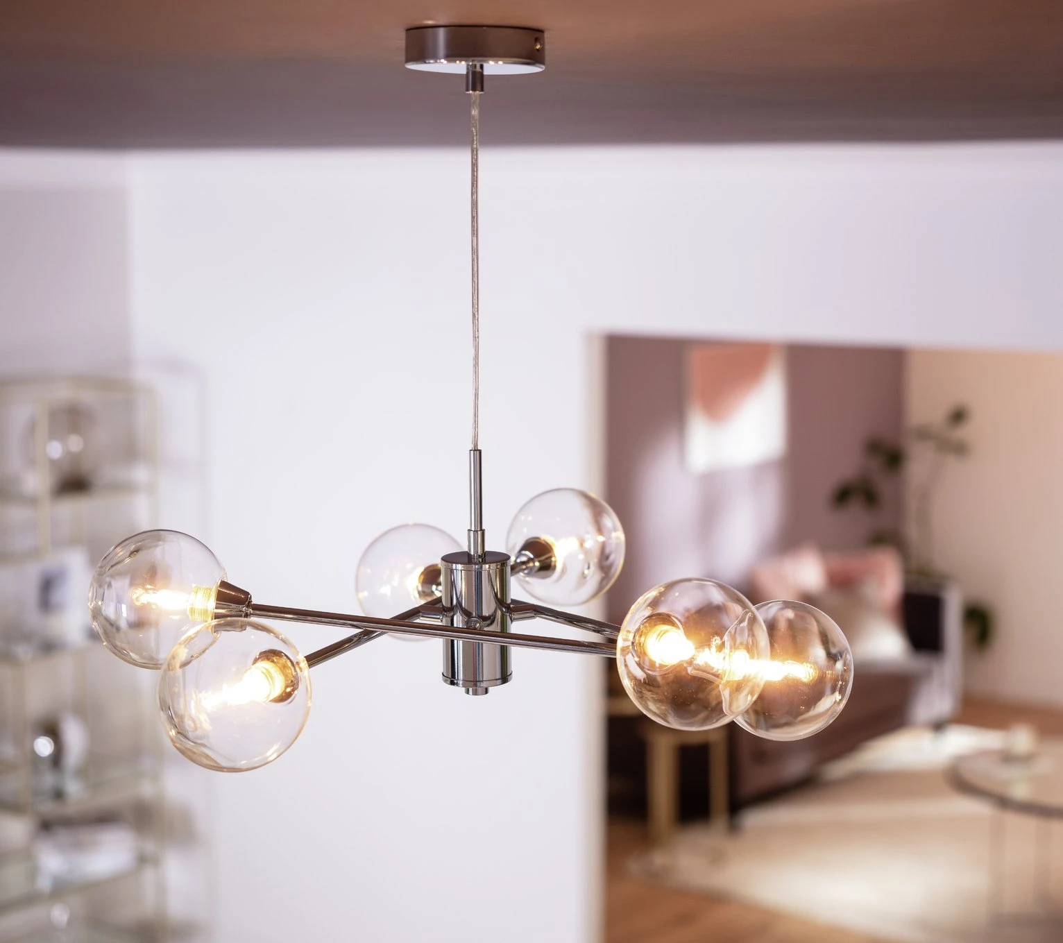 Habitat Glam 6 Light Glass Ceiling Light – Chrome - Image 2