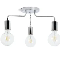 Habitat Rayner Steel 3 Light LED Flush Ceiling Light -Chrome