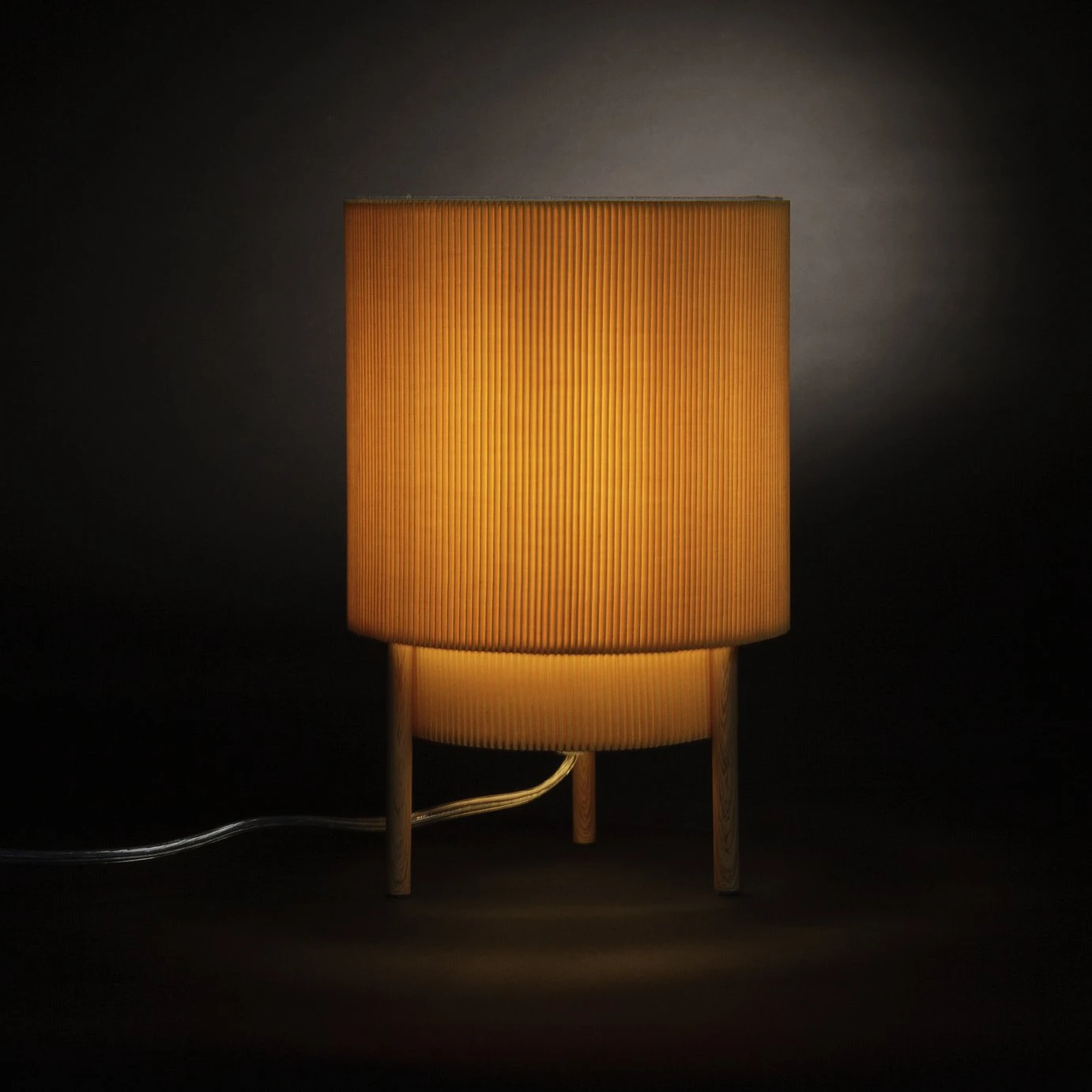 Habitat Mid Century Pleated Column Table Lamp - Yellow - Image 3