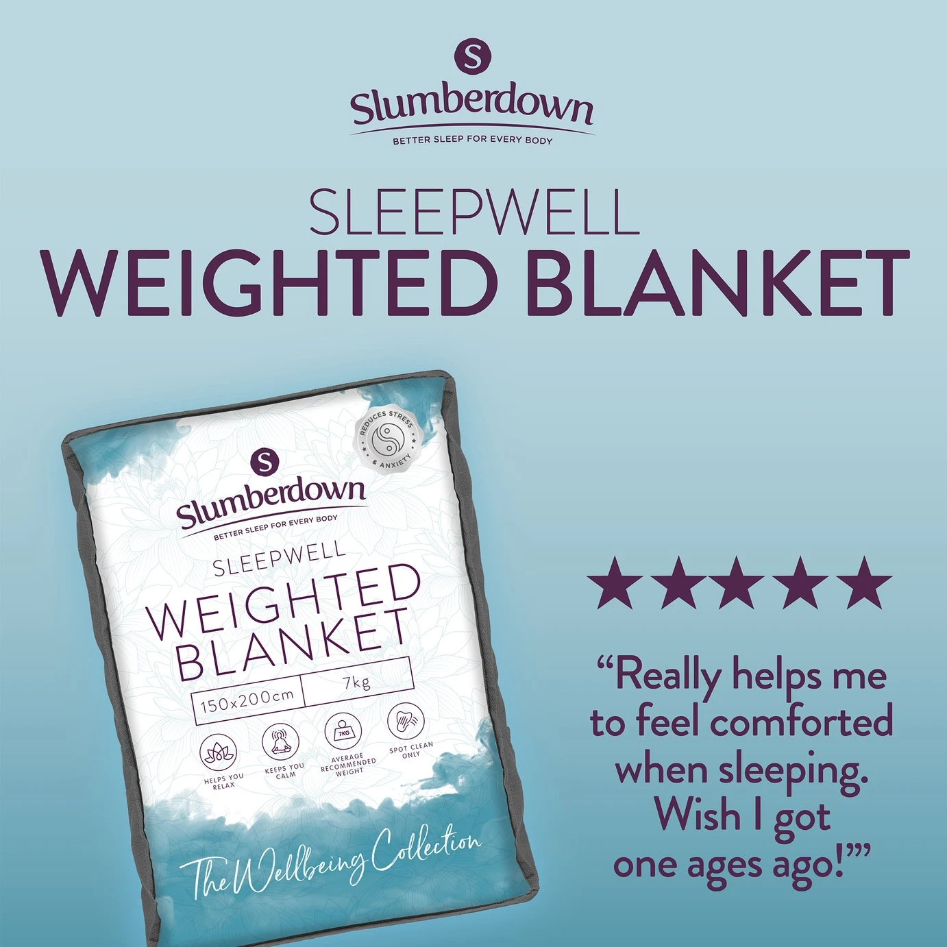 Slumberdown Wellbeing Weighted Adults Blanket - 7kg - Image 2