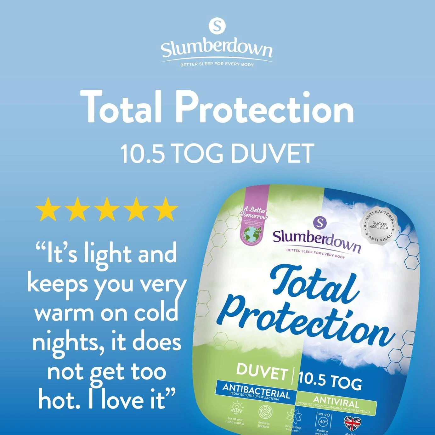 Slumberdown Total Protection 10.5 Tog Duvet - Double - Image 2
