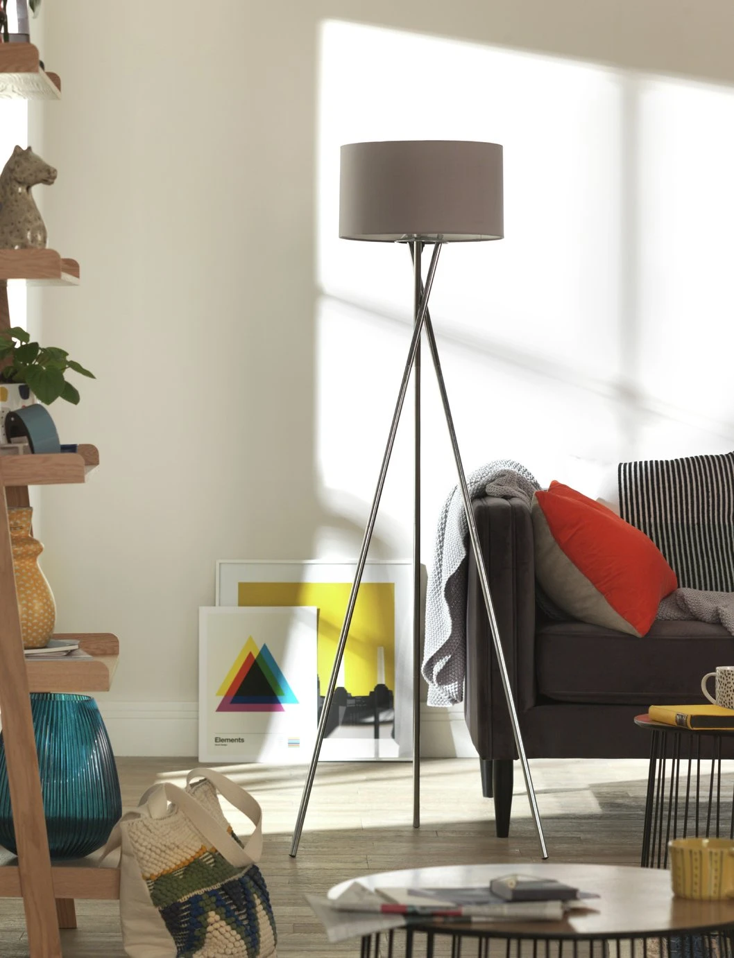 Habitat Tripod Floor Lamp - Grey And Chrome - Image 8