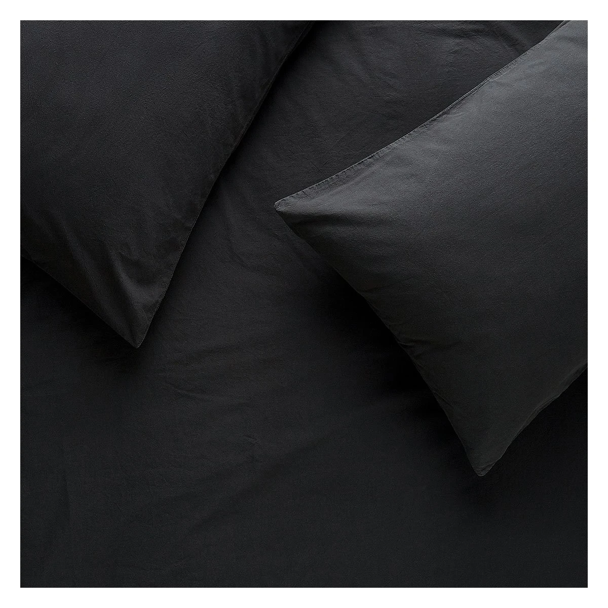 Habitat Washed Plain Charcoal Fitted Sheet - Double - Image 3