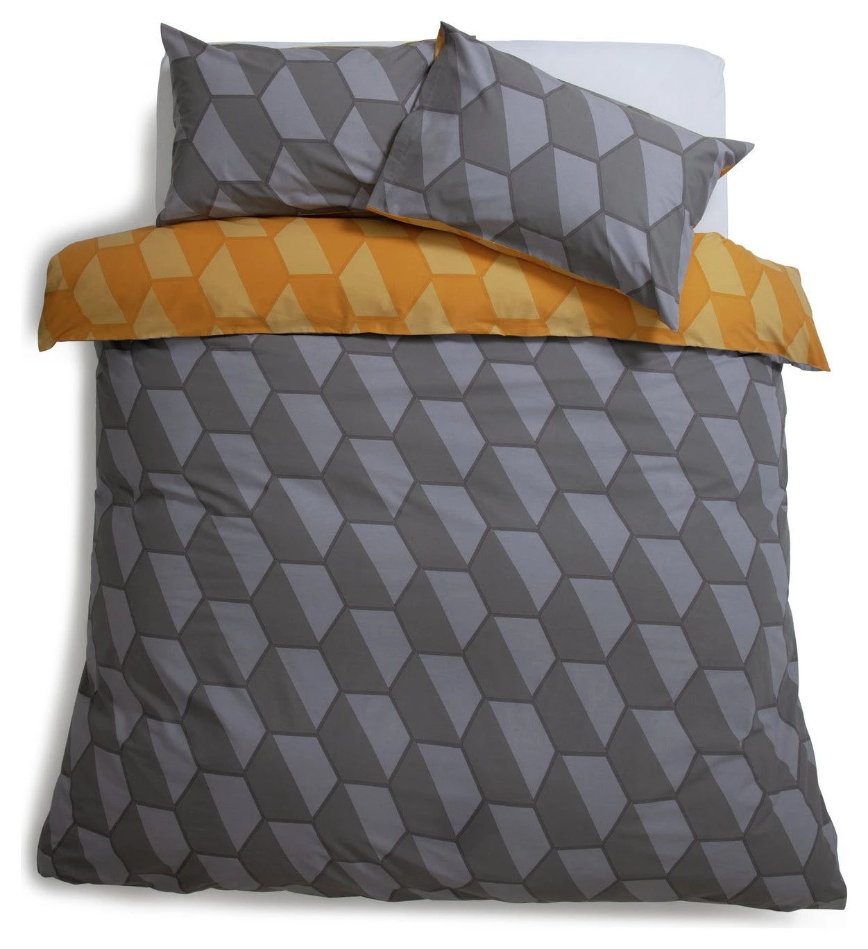 Habitat Industrial Geo Grey Reversible Bedding Set - Single - Image 3