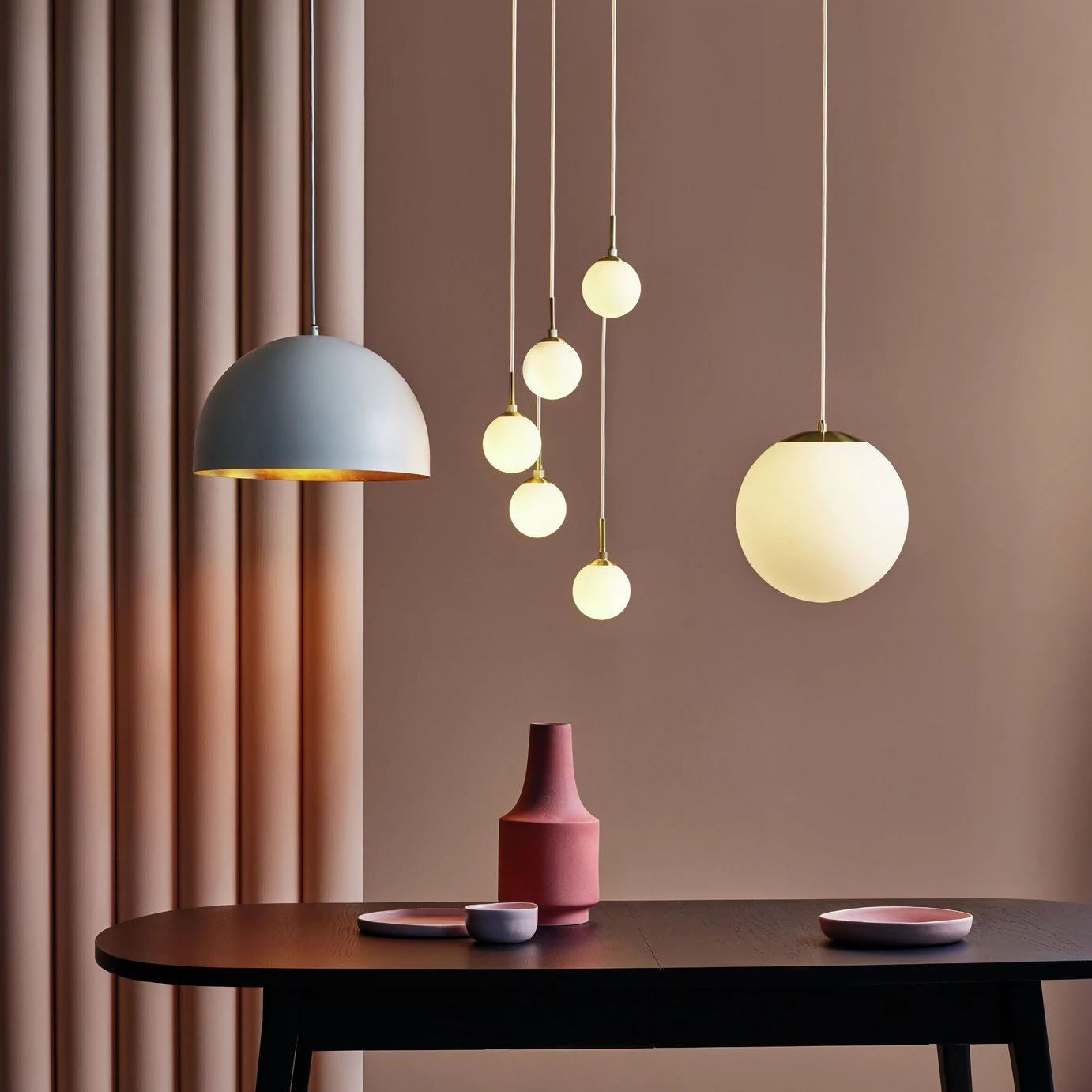 Habitat Boyd Glass & Metal Pendant Light - Brass - Image 3