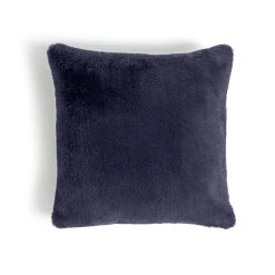 Habitat Plain Faux Fur Cushion - Navy - 43x43cm