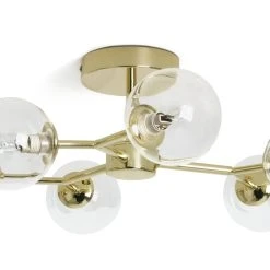 Habitat Molecular 6 Light Metal Flush Ceiling Light - Brass