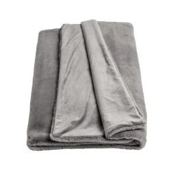 Habitat Faux Fur Plain Throw - Grey - 125x150cm
