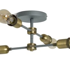 Habitat Tay 4 Light Flush To Ceiling Light - Grey & Brass