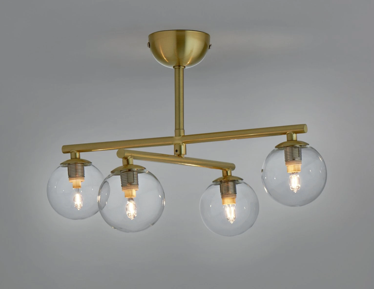 Habitat Chuck 4 Light Flush To Ceiling Light - Brushed Brass - Image 2