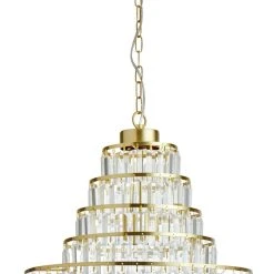 Habitat Presley Glass 8 Tier Chandelier - Brass